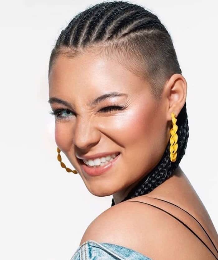 Shaved Sides With Feed In Braids