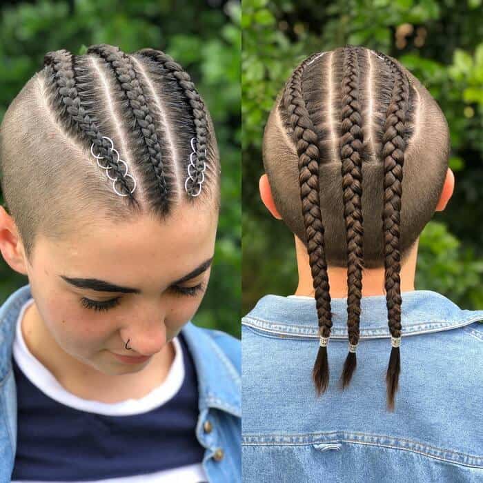 Short Braids With Shaved Sides
