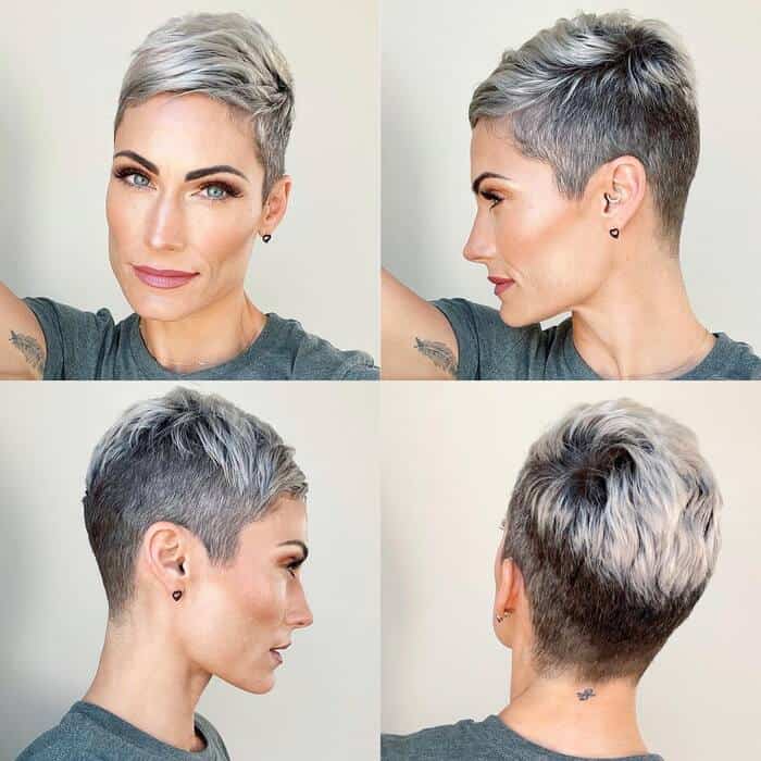Silver Highlights On Pixie Cut