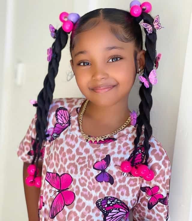 Black Little Girl With Butterfly Braids