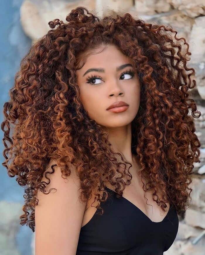 Brown Curly Hairstyle For Oval Face